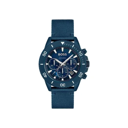 Montre chronographe à cadran noir et bracelet en tissu ( OCEAN-BOUND PLASTIC )